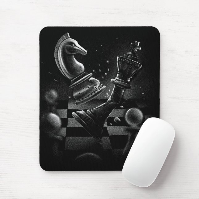 Dramatic Chess Battle – Knight vs. Horse  Mouse Mat (With Mouse)