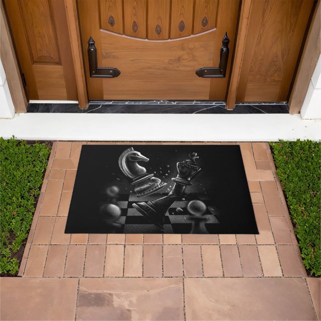 Dramatic Chess Monochrom Doormat (Outdoor)
