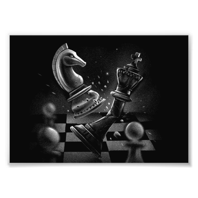 Dramatic Chess Monochrom Photo Print (Front)