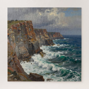Dramatic Coastal Cliffs Crashing Waves Seascape Jigsaw Puzzle