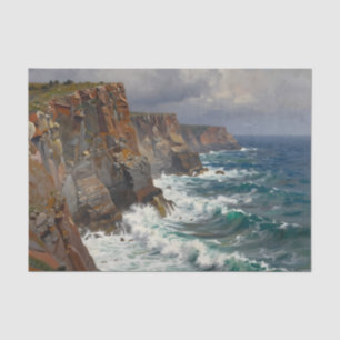 Dramatic Coastal Cliffs Crashing Waves Seascape Tissue Paper
