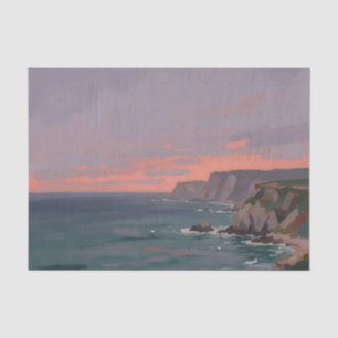 Dramatic Coastal Cliffs Pink Sunset Ocean Tissue Paper