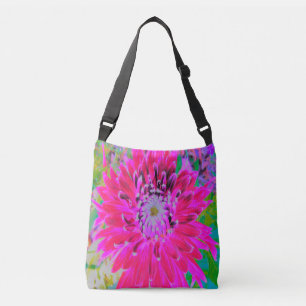 Dramatic Crimson Red and Pink Dahlia Flower Crossbody Bag