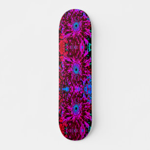 Dramatic Crimson Red, Purple and Black Dahlia Skateboard