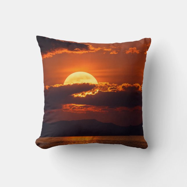 Dramatic Crimson Sunset Fine Art  Cushion (Front)