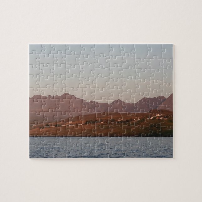 Dramatic Cuillin Hills Red Sky Sunset Isle of Skye Jigsaw Puzzle (Horizontal)