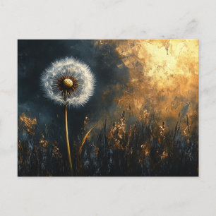 Dramatic Dandelion Fluff Painting Postcard
