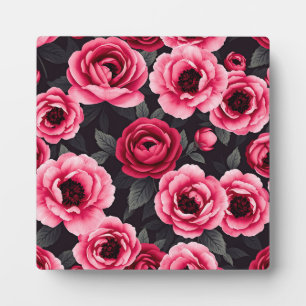 Dramatic Dark Pink Peony Floral Vintage  Plaque