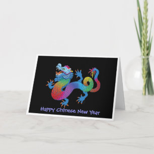 Dramatic Dragon on black Chinese New Year Card