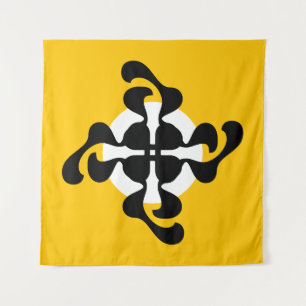 Dramatic dubble Q mirrored Modern yellow black Tapestry