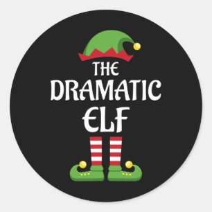 Dramatic Elf Family Matching Group Christmas Classic Round Sticker