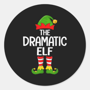 Dramatic Elf Xmas Matching Family Elf Squad Christ Classic Round Sticker