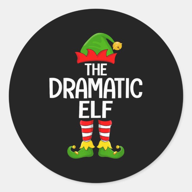 Dramatic Elf Xmas Matching Family Elf Squad Christ Classic Round Sticker (Front)