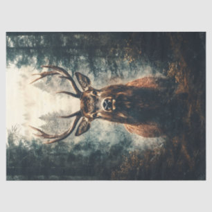 Dramatic Elk in the Woods Decoupage Tissue Paper