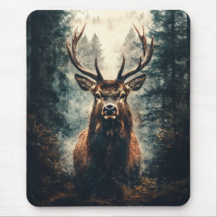 Dramatic Elk in the Woods Mouse Mat