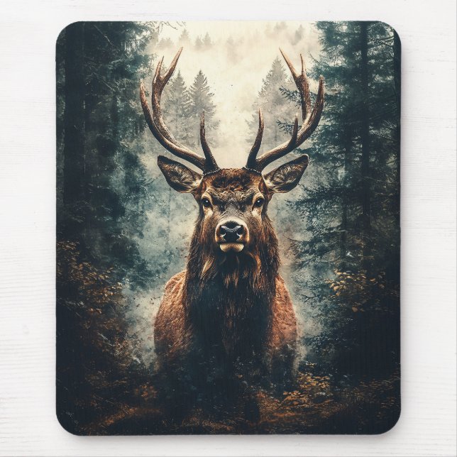Dramatic Elk in the Woods Mouse Mat (Front)