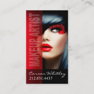 Dramatic Eyes Makeup Artist   red Business Card