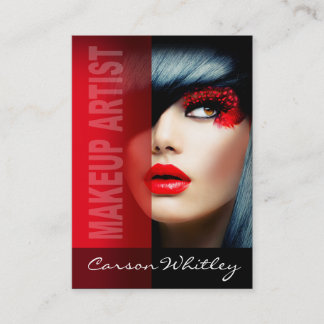 Dramatic Eyes Makeup Artist | red Business Card