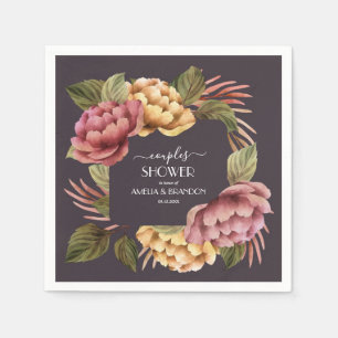 Dramatic Floral Couples Wedding Shower Napkin
