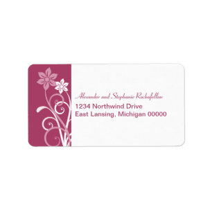 Dramatic Floral Swirls Address Labels, Fuchsia Label