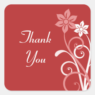 Dramatic Floral Swirls Thank You Stickers