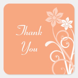 Dramatic Floral Swirls Thank You Stickers