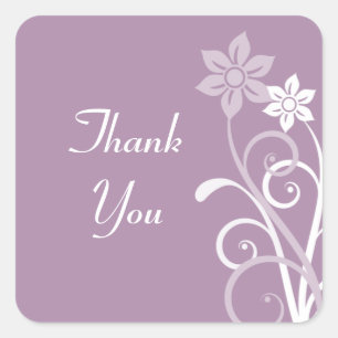 Dramatic Floral Swirls Thank You Stickers