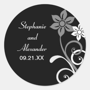 Dramatic Floral Swirls Wedding Stickers