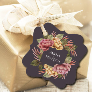 Dramatic Floral Wedding Favour Tags
