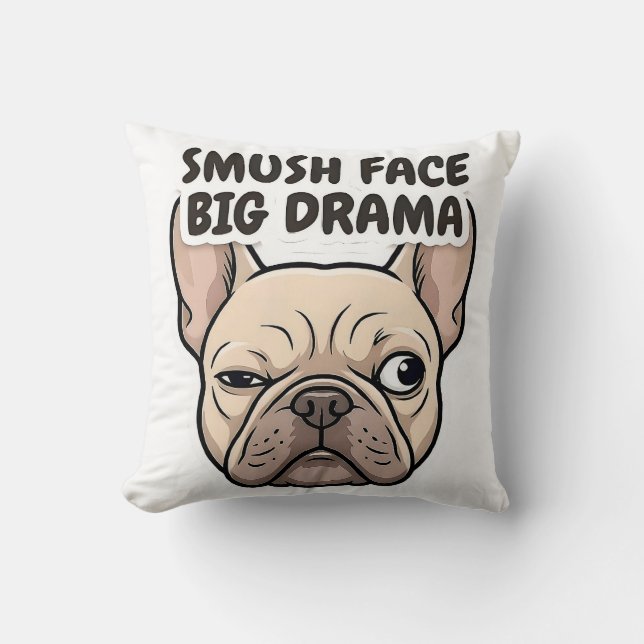 Dramatic French Bulldog Throw Pillow (Front)