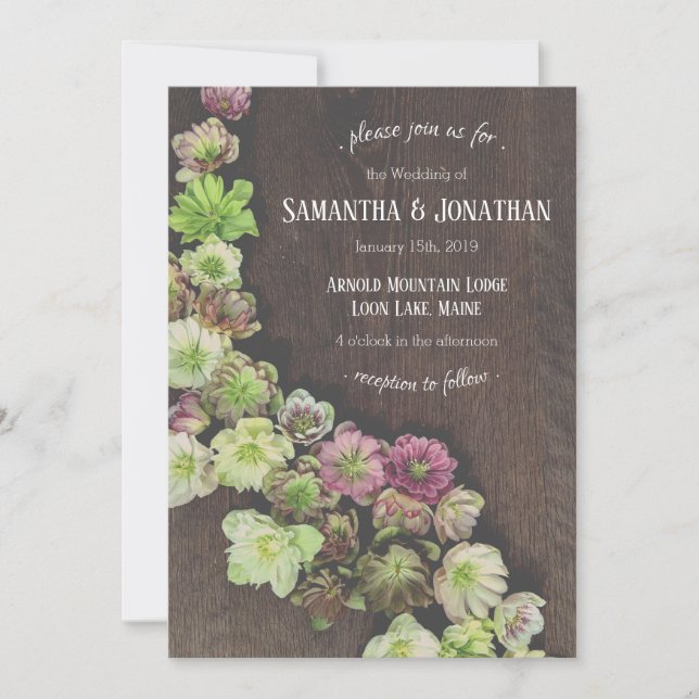 DRAMATIC Garden Hellebore Wedding invitation (Front)
