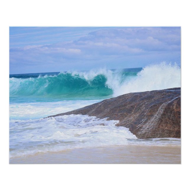 Dramatic Giant Waves Rocks Seascape Photo Poster (Front)