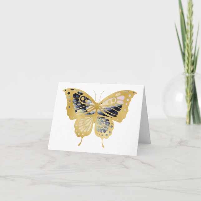 Dramatic Gold Butterfly BLANK  Card (Front)