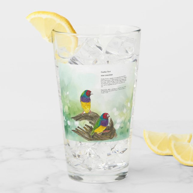 Dramatic Hand Painted Gouldian Finch Glass (Front Ice)