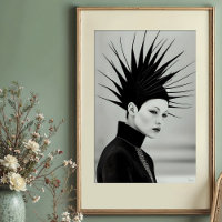 Dramatic Headpiece: Avant-Garde Monochrome Portrai