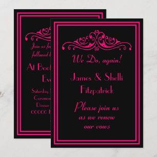 Dramatic Hot Pink and Black Wedding Vows Renewal Invitation