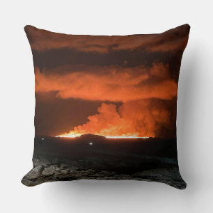 Dramatic Icelandic Volcano Eruption Throw Pillow