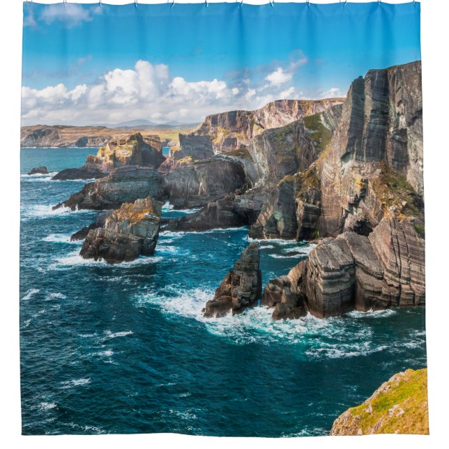 Dramatic landscape at Mizen Head on Atlantic coast Shower Curtain (Front)