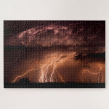 Dramatic Lightning Beam Panorama