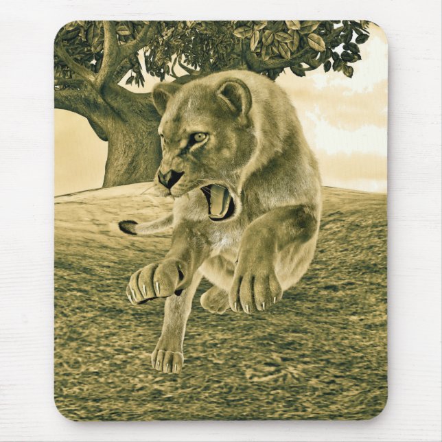 Dramatic Lioness Safari Wildlife Art Mouse Mat (Front)