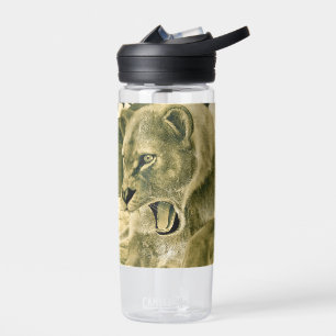 Dramatic Lioness Safari Wildlife Art Water Bottle