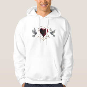 Dramatic Love Doves Velvet Heart Pullover Hoodie