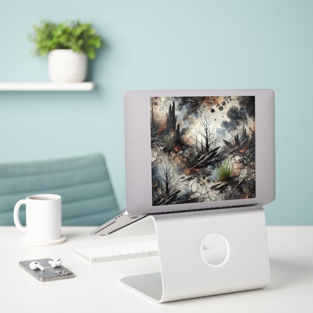 Dramatic Nature Vinyl Sticker - Custom Art Design (Laptop On Desk)