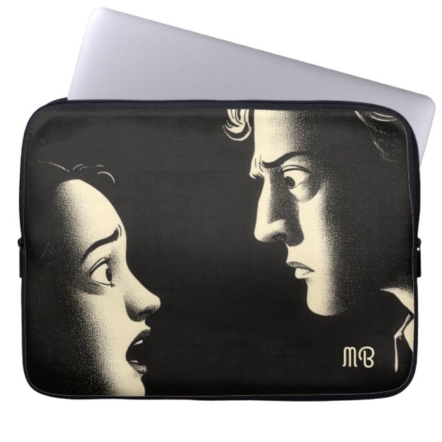 Dramatic Noir Confrontation Vintage Illustration Laptop Sleeve (Front)