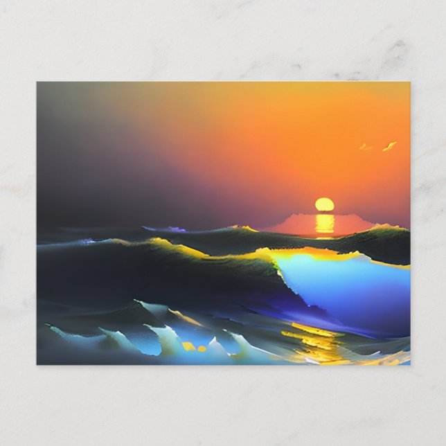 Dramatic Ocean and Sunset Scene Postcard (Front)