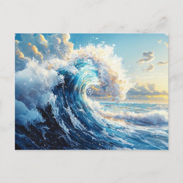 Dramatic Ocean Wave at Sunset Postcard (Front)