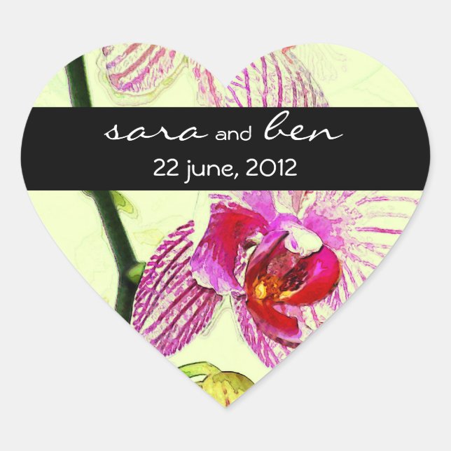 Dramatic Orchid Yellow Wedding Sticker (Front)