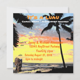 Dramatic Palm Tree Sunset Luau Invitation