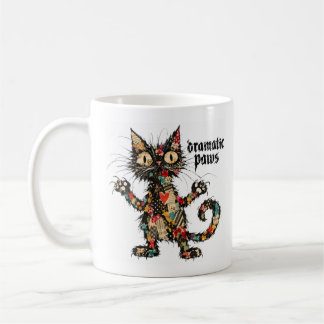 Dramatic Paws Funny Black Cat Coffee Mug