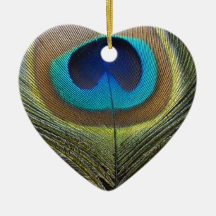 Dramatic Peacock Feather Ceramic Tree Decoration